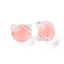 Light Salmon Transparent Acrylic Beads, Bead in Bead, Bear, Light Salmon, 16x18x15.5mm, Hole: 3mm, about 220pcs/500g