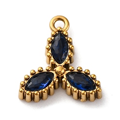 Темно-Синий Ионное покрытие (IP) 304 подвески из циркония из нержавеющей стали, реальный 18 k позолоченный, темно-синий, 11.5x10.5x2.5 мм, отверстие : 1.2 мм