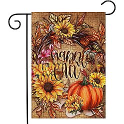 Flower Garden Flag for Thanksgiving Day, Double Sided Linen House Flags, for Home Garden Yard Office Decorations, Flower, 450x300mm