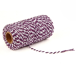 Old Rose 100M Macrame 2-Ply Cotton Braid Thread, with Spool, Round, Old Rose, 2mm, about 109.36 Yards(100m)/Roll
