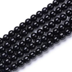 Black Natural White Jade Bead Strands, Dyed, Round, Black, 6mm, Hole: 1mm, about 66pcs/strand, 15.7 inch