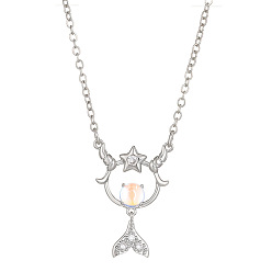 Capricorn Constellation Rhinestone Pendant Necklace, Platinum Brass Star Necklace, Capricorn, 16.14~19.69 inch(41~50cm)
