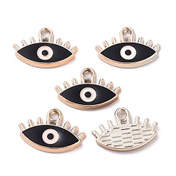 Black CCB Plastic Enamel Pendants, Evil Eye, Black, 14.5x21x2.5mm, Hole: 2.2mm