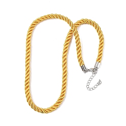 Золотистый 5мм нейлоновый витой шнур для изготовления ожерелий, с латунными выводами и 304 застежками из лобстера из нержавеющей стали, долговечный, стойки покрытие, платина, золотые, 17.72~18.90 дюйм (45~48 см)