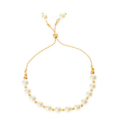 KC Gold X825 Boho Chic Tassel Pearl Bracelet for Women - Adjustable French Style Beaded Long Strand Jewelry