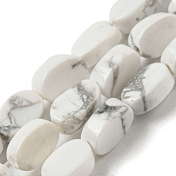 Howlite Natural Howlite Beads Strands, Flat Oval, 6~6.5x4~4.5x2.5mm, Hole: 0.6mm, about 64pcs/strand, 15.94''(40.5cm)