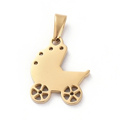 Golden 304 Stainless Steel Pendants, Baby Carriage, Golden, 17x14.5x1.5mm, Hole: 6x2.5mm