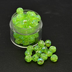 Зеленый газон Гальванические экологически чистые прозрачные акриловые бусины с цветным покрытием ab, зеленый газон, 8x7 мм, Отверстие : 1 мм , около 2000 шт / 500 г