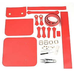 Orange Red DIY Knitting Crochet Bag Making Kit, Including PU Leather Bag Accessories, Alloy Clasps, Iron Needles, Waxed Cord, Screwdriver & Scissor, Orange Red, 5x18x12cm