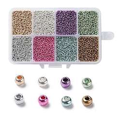 Couleur Mélangete 168g 8 couleurs 12/0 grade a perles de rocaille en verre rondes, teint, couleur mixte, 2.3x1.5mm, Trou: 1mm, environ 21 g / couleur, environ 18100 pcs / boîte