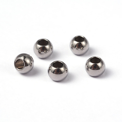 Couleur Acier Inoxydable 202 inoxydable entretoises en acier perles, ronde, couleur inox, 2x1.5mm, Trou: 1mm