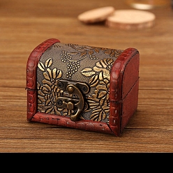 Dark Red Wood Jewelry Box, with Front Clasp, for Arts Hobbies and Home Storage, Rectangle, Dark Red, 6x8x6cm