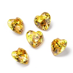 Золотистый Кубического циркония кабошоны, задние и задние, сердце, золотые, 8x8x3.5 мм