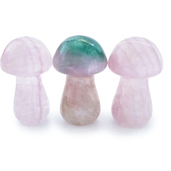 Fluorite Natural Fluorite Healing Mushroom Figurines, Reiki Energy Stone Display Decorations, 35mm