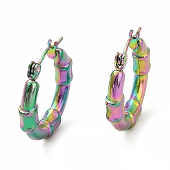 Rainbow Color Ионное покрытие (ip) 304 массивные серьги-кольца из нержавеющей стали для женщин, Радуга цветов, 22x3.5 мм, штифты : 0.7 мм