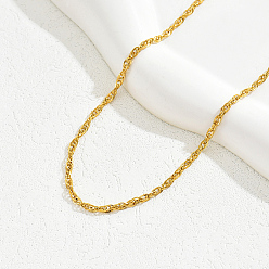Настоящее золото 18K Простые 201 ожерелья из нержавеющей стали с цепочкой для женщин, реальный 18 k позолоченный, 18.11 дюйм (46 см)