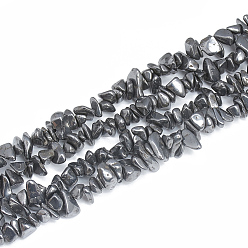 Non-magnetic Hematite Non-magnetic Synthetic Hematite Beads Strands, Chip, 5~11x3~9x1~9mm, Hole: 1mm, about 200~300pcs/strand, 33.8 inch