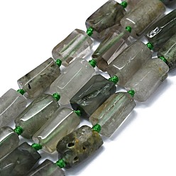 Rutilated Quartz Natural Green Rutilated Quartz Beads Strands, Nuggets, 11~14x6~8mm, Hole: 0.9mm, about 28~32pcs/strand, 15.75''(40cm)