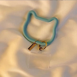Sky Blue Silicone Cat Loop Phone Lanyard, Cell Phone Hand Wrist Lanyard Strap, Sky Blue, 9cm