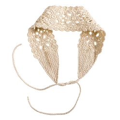 Античный Белый Однотонные цветочные вязаные крючком шерстяные эластичные повязки на голову, широкие аксессуары для волос для девочек, старинный белый, 900x63 мм