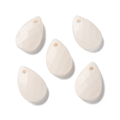 Old Lace Opaque Acrylic Charms, Faceted, Teardrop Charms, Old Lace, 13x8.5x3mm, Hole: 1mm