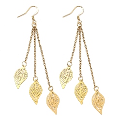 Золотой 304 из нержавеющей стали болтаться серьги, лист, с 201 нержавеющей стали, золотые, 87 мм