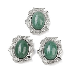 Зеленый Авантюрин Натуральный зеленый авантюрин овальные многорядные звенья, в форме ракушки с латунными звеньями в форме морской звезды, платина, стойки покрытие, 26.5x23.5x11 мм, отверстие : 2 мм