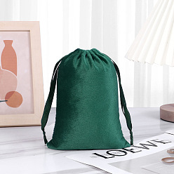Sea Green Velvet Storage Bags, Drawstring Pouches Packaging Bag, Rectangle, Sea Green, 10x8cm