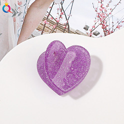 Diamond-studded Small Hair Clip - Heart-shaped Purple Sparkling Rhinestone Hair Clip for Women - Elegant and Minimalistic Side Grip Accessory