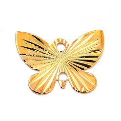 Golden Rack Plating Brass Connector Charms, Long-Lasting Plated, Butterfly Links, Golden, 10x13x0.3mm, Hole: 1.2mm