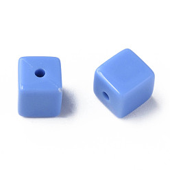 Cornflower Blue Opaque Acrylic Beads, Cube, Cornflower Blue, 10.5x9.5x9.5mm, Hole: 2mm, about 490pcs/500g