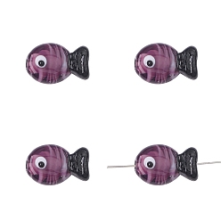 Old Rose Handmade Lampwork Beads, Fish, Old Rose, 20x12mm, Hole: 2mm, about 1pc/bag