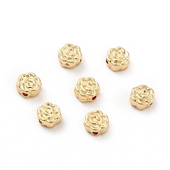 Real 14K Gold Plated Rack Plating Alloy Beads, Long-Lasting Plated, Cadmium Free & Lead Free, Rose, Real 14K Gold Plated, 5.5x5.5x2.5mm, Hole: 1.2mm