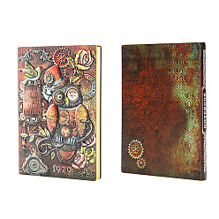 Colorful Rectangle 3D Embossed PU Leather Notebook, A5 Owl Pattern Journal, for School Office Supplies, Colorful, 215x145mm