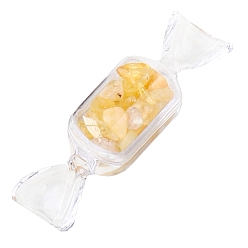 Citrine Raw Natural Citrine Chip in Plastic Candy Box Display Decorations, Reiki Energy Stone Ornament, 80mm