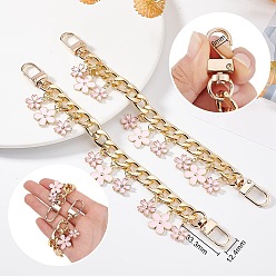 Золотой Подвеска в виде розового эмалированного цветка из сплава, декоративные цепочки для сумок., замена цепочки для кошелька, золотые, 195 мм