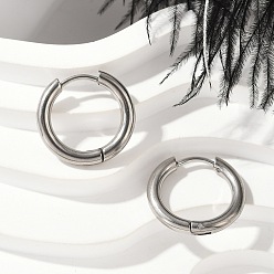 Stainless Steel Color 202 Stainless Steel Huggie Hoop Earrings, Hypoallergenic Earrings, with 316 Surgical Stainless Steel Pin, Stainless Steel Color, 16x2.5mm