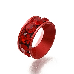 Красный Латунные бусины разделители для поставки стразов, без кадмия и без свинца, долговечный, стойки покрытие, кольцо, красные, 12.5x5 мм, отверстие : 6.5 мм