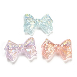 Mixed Color Acrylic Beads, with Glitter Powder, Bowknot, Mixed Color, 31x44x12mm, Hole: 1.6mm