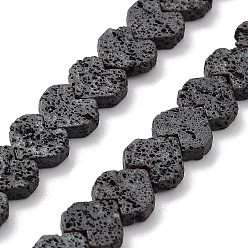 Lava Rock Natural Lava Rock Beads Strands, Frosted, Heart, 9x8.5x3mm, Hole: 1mm, about 56pcs/strand, 15.94 inch(40.5cm)