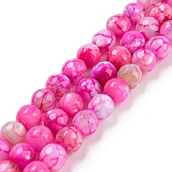 Fuchsia Natural Agate Bead Strands, Dyed, Faceted, Round, Fuchsia, 6mm, Hole: 1mm, about 56~58pcs/strand, 14 inch