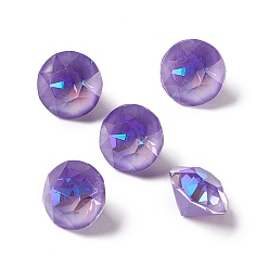Violet Mocha Fluorescent Style K9 Glass Rhinestone Cabochons, Pointed Back, Diamond, Violet, 10x7mm