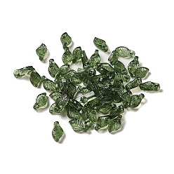 Зеленый Прозрачные акриловые брелоки, для серьги аксессуары, лист прелести, зелёные, 9.7x5.5x3.6 мм, отверстие : 1.2 мм