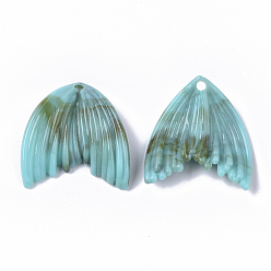 Turquoise Acrylic Pendants, Imitation Gemstone Style, Wing, Turquoise, 27x25.5x3mm, Hole: 2mm, about 370pcs/500g