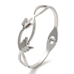 Нержавеющая Сталь Цвет Регулируемые браслеты-бабочки, 304 браслеты из нержавеющей стали для женщин, цвет нержавеющей стали, внутренний диаметр: 1-7/8x2-1/4 дюйм (4.65x5.8 см)