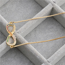 Infinity One Gold Infinite Love Heart Pendant Necklace with Micro Pave Cubic Zirconia