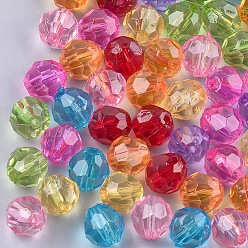 Mixed Color Transparent Acrylic Beads, Faceted, Round, Mixed Color, 8x8mm, Hole: 1.5mm, about 1800pcs/500g
