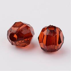 Chocolate Transparent Acrylic Beads, Faceted, Round, Chocolate, 8mm, Hole: 1.5mm, about 1800pcs/500g