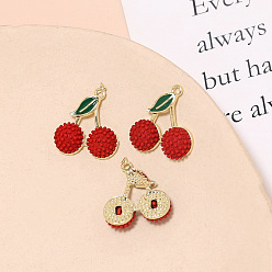 Красный Подвески из сплава , фруктовые прелести, красные, 19x17 мм