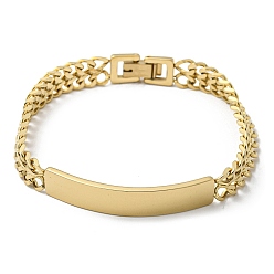 Real 18K Gold Plated Ion Plating(IP) 304 Stainless Steel ID Bracelets, Link Chains Bracelets for Women, Real 18K Gold Plated, 7-1/2 inch(19cm), 8mm